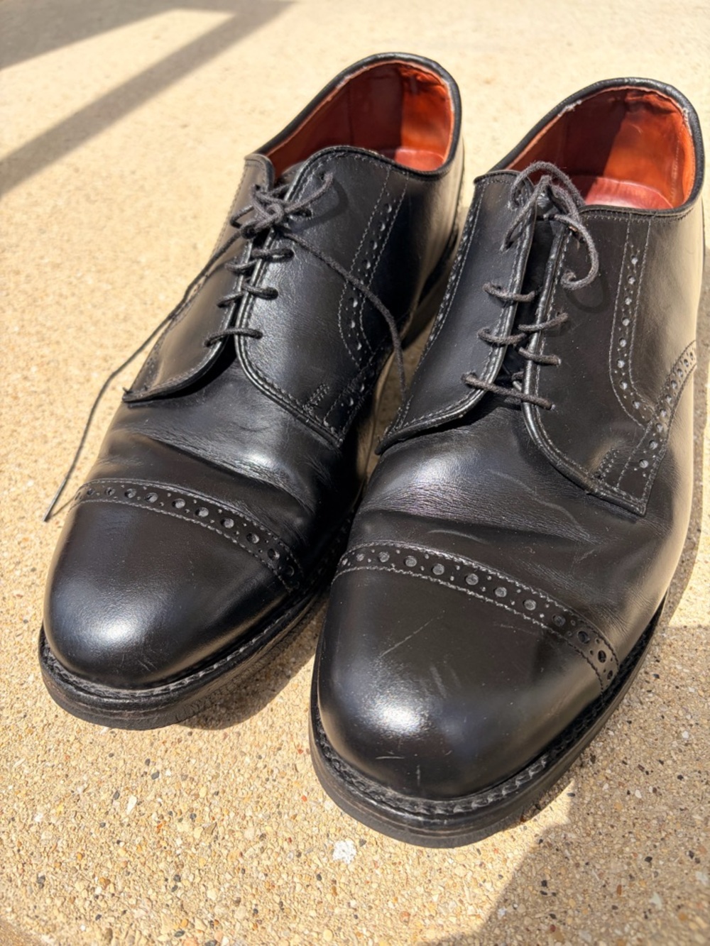 Allen Edmonds Black Leather Cap-Toe Derby Dress Shoes
